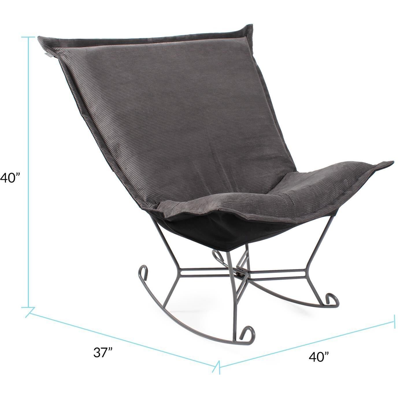 Pana 40 inch Charcoal Puff Rocker Ottoman